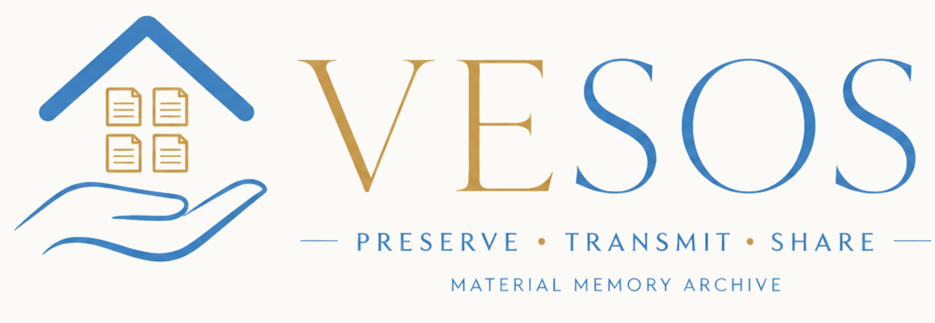 VESOS logo — Preserve, Transmit, Share — Material Memory Archive